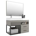 Conjunto Gabinete Para Banheiro Com Espelheira New 80 Cimento