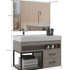 Conjunto Gabinete Para Banheiro Com Espelheira New 80 Cimento