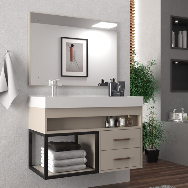 Conjunto Gabinete Para Banheiro Com Espelheira New 80 Nude