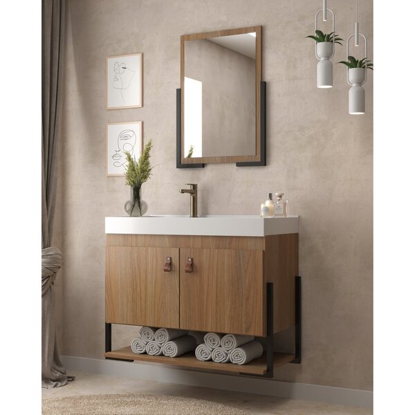 Conjunto Gabinete Para Banheiro Com Espelheira Opera 60 Noce