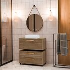 Conjunto Gabinete Para Banheiro Com Rodizio, Tampo De Vidro,