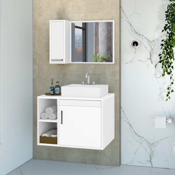 Conjunto Gabinete Para Banheiro Suspenso Com Cuba De Sobrepor