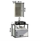 Conjunto Gabinete Urbe 60cm Branco Cinza - Tampo Preto - Cuba