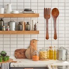 Conjunto Garfo E Colher Decorativos Em Madeira Maciça Para Pa