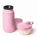 Conjunto Garrafa Termica 250ml E Pote Para Leite Em Po Rosa S