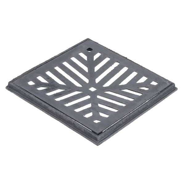 Conjunto Grelha e Porta Grelha Côncavo para Pedestres com Alta Vazão de Ferro 25x25cm Cinza ABrazilian