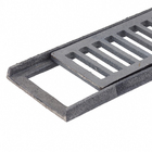 Conjunto Grelha e Porta Grelha Reto para Pedestres com Média Vazão de Ferro Fundido 10x100cm Cinza ABrazilian