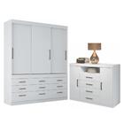 Conjunto Guarda Roupa 3 Portas E Cômoda Chef Branco