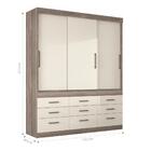 Conjunto Guarda Roupa 3 Portas E Cômoda Chef Castanha Off-whi