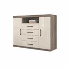 Conjunto Guarda Roupa 3 Portas E Cômoda Chef Castanha Off-whi