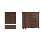 Conjunto Guarda Roupa 4 Portas + Cômoda 5 Gavetas 100% Madeir