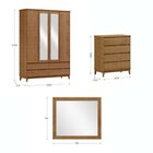 Conjunto Guarda Roupa + Cômoda 4 Gavetas + Moldura Com Espelh