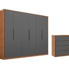 Conjunto Guarda Roupa Atrice E Comoda Atria Amendola Grafito