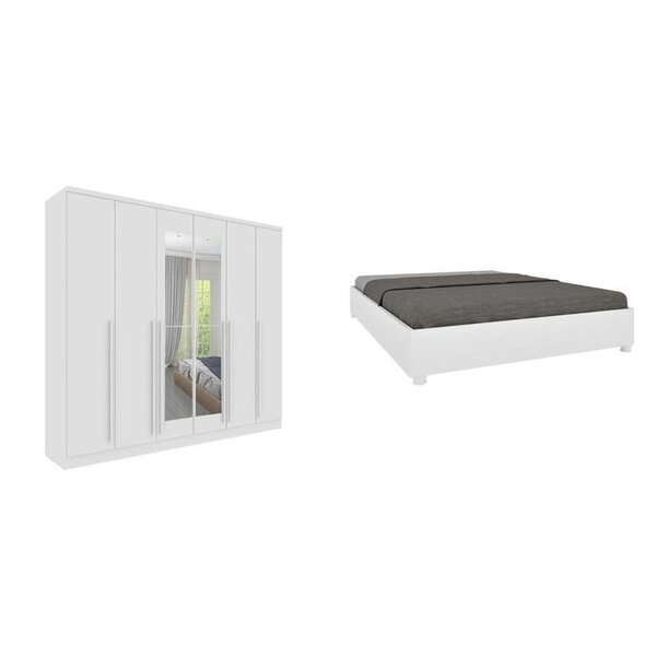Conjunto Guarda Roupa Casal 6 Portas 8 Gavetas Puxador Mdf Co