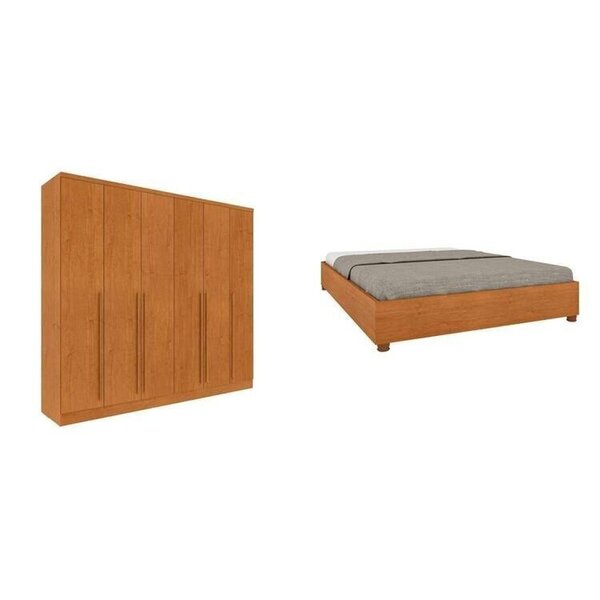Conjunto Guarda Roupa Casal 6 Portas 8 Gavetas Puxador Mdf Po