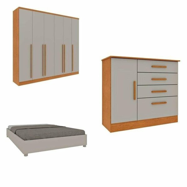 Conjunto Guarda Roupa Casal Com Puxador Mdf Portugal, Cama Ca