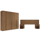 Conjunto Guarda Roupa Casal E Cabeceira Londres Jatobá Areia