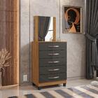 Conjunto Guarda Roupa Casal E Cômoda Caron Freijó Grafite