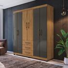 Conjunto Guarda Roupa Casal E Cômoda Caron Freijó Grafite