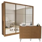 Conjunto Guarda Roupa Casal Premium 242cm Com Espelho 3 Porta