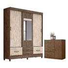 Conjunto Guarda Roupa Com Espelho  E Cômoda Portofino Castanh