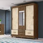 Conjunto Guarda Roupa Com Espelho  E Cômoda Portofino Castanh