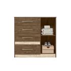 Conjunto Guarda Roupa Com Espelho  E Cômoda Portofino Castanh