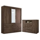 Conjunto Guarda Roupa Com Espelho E Cômoda Chef Ébano