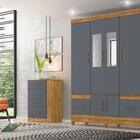 Conjunto Guarda Roupa Com Espelho E Cômoda Gokyo Freijó Cinza