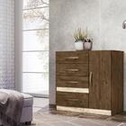 Conjunto Guarda Roupa Com Espelho E Cômoda Petra Castanho Woo