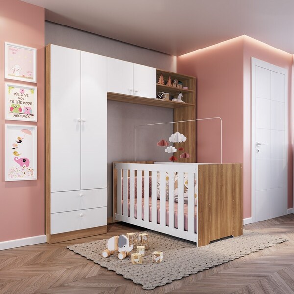 Conjunto Guarda Roupa E Berço Com Colchão Certificado Inmetro