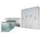 Conjunto Guarda Roupa E Cabeceira Aloy Branco
