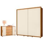 Conjunto Guarda Roupa E Cabeceira Anna Carvalho Grife Off Whi