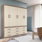 Conjunto Guarda Roupa E Cabeceira Casal Ankara Castanha Off-w