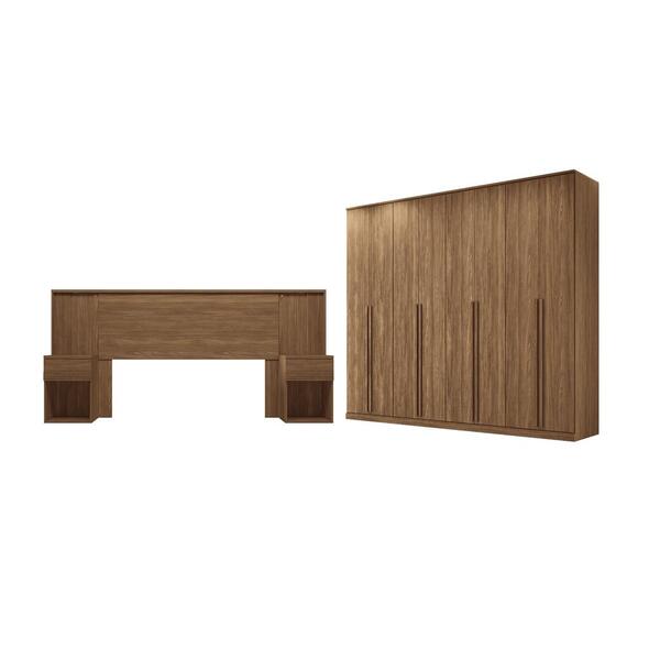 Conjunto Guarda Roupa E Cabeceira Cayla Jatobá