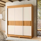 Conjunto Guarda Roupa E Cabeceira Nell Carvalho Off/preto Flex