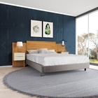 Conjunto Guarda Roupa E Cabeceira Nell Carvalho Off/preto Flex