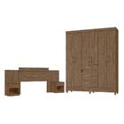 Conjunto Guarda Roupa E Cabeceira Phuket Castanho Wood