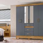 Conjunto Guarda Roupa E Cabeceira Phuket Com Espelho  Freijó