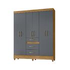 Conjunto Guarda Roupa E Cabeceira Phuket Freijó Cinza