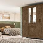 Conjunto Guarda Roupa E Cabeceira Rabbit Com Espelho Castanho