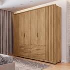 Conjunto Guarda Roupa E Cabeceira Ripados Conda Buriti Off Wh