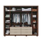 Conjunto Guarda Roupa E Cabeceira Ripados Conda Havana Off Wh