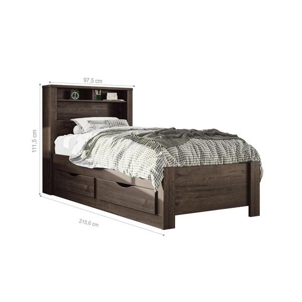 Conjunto Guarda Roupa E Cama Com Gavetas Aurora Ébano