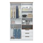 Conjunto Guarda Roupa E Cama Com Gavetas Doha Branco Jatobá