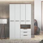 Conjunto Guarda Roupa E Cama Com Gavetas Doha Branco Jatobá