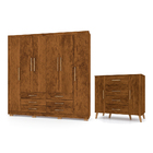 Conjunto Guarda Roupa E Cômoda Brighton Imbuia Rústico