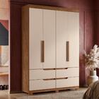 Conjunto Guarda Roupa E Cômoda Calama Avelã Fendi Metalic