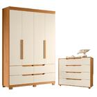 Conjunto Guarda Roupa E Cômoda Calama Carvalho Grife Off White