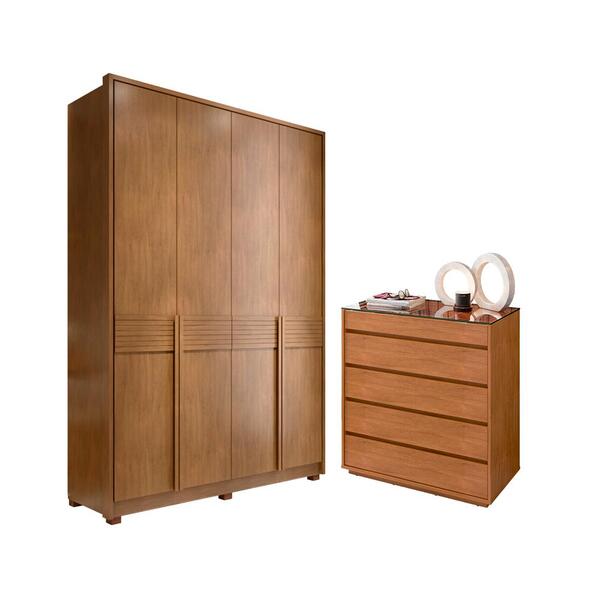 Conjunto Guarda Roupa E Cômoda Hayabusa Cedro